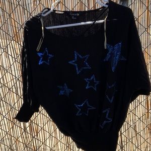 Forever 21 small black and blue star sweater. Perfect 80s look
